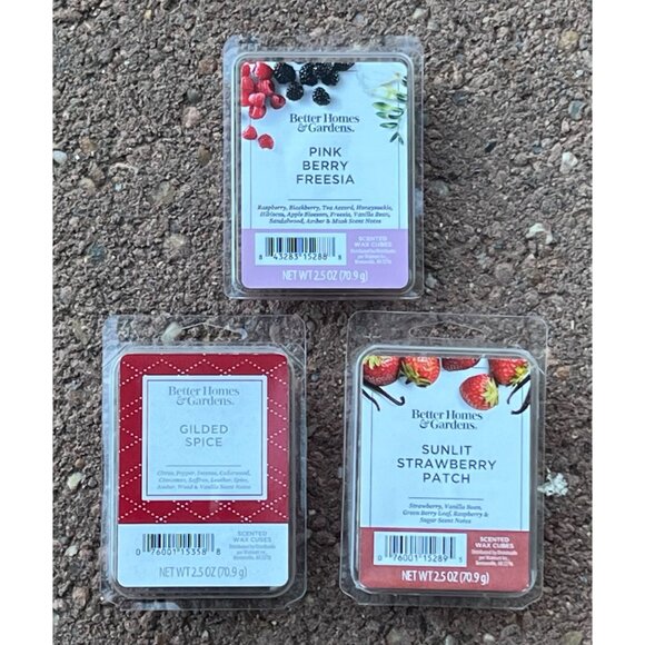 Better Homes & Gardens - 3 Pack Scented Wax Cubes Gilded/Strawberry /Pink berry - Picture 1 of 15
